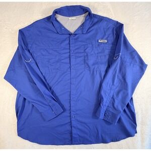 Columbia Shirt Men's 4XL Blue PFG Omni-Shade Fishing Vented Hiking Camp Gorpcore